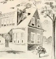 An illustration from The plan book of American dwellings : being a compilation of original home designs, showing actual photographic exteriors and floor plans of moderately priced bungalows, cottages, residences (1914)