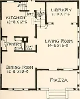 An illustration from The plan book of American dwellings : being a compilation of original home designs, showing actual photographic exteriors and floor plans of moderately priced bungalows, cottages, residences (1914)