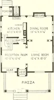 An illustration from The plan book of American dwellings : being a compilation of original home designs, showing actual photographic exteriors and floor plans of moderately priced bungalows, cottages, residences (1914)