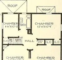 An illustration from The plan book of American dwellings : being a compilation of original home designs, showing actual photographic exteriors and floor plans of moderately priced bungalows, cottages, residences (1914)