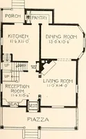 An illustration from The plan book of American dwellings : being a compilation of original home designs, showing actual photographic exteriors and floor plans of moderately priced bungalows, cottages, residences (1914)