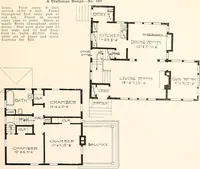 An illustration from The plan book of American dwellings : being a compilation of original home designs, showing actual photographic exteriors and floor plans of moderately priced bungalows, cottages, residences (1914)