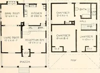 An illustration from The plan book of American dwellings : being a compilation of original home designs, showing actual photographic exteriors and floor plans of moderately priced bungalows, cottages, residences (1914)