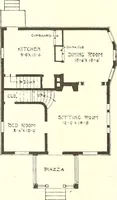 An illustration from The plan book of American dwellings : being a compilation of original home designs, showing actual photographic exteriors and floor plans of moderately priced bungalows, cottages, residences (1914)