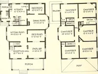 An illustration from The plan book of American dwellings : being a compilation of original home designs, showing actual photographic exteriors and floor plans of moderately priced bungalows, cottages, residences (1914)