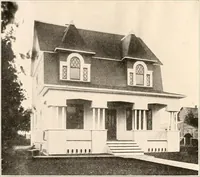 An illustration from The plan book of American dwellings : being a compilation of original home designs, showing actual photographic exteriors and floor plans of moderately priced bungalows, cottages, residences (1914)