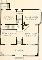 An illustration from The plan book of American dwellings : being a compilation of original home designs, showing actual photographic exteriors and floor plans of moderately priced bungalows, cottages, residences (1914)
