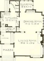 An illustration from The plan book of American dwellings : being a compilation of original home designs, showing actual photographic exteriors and floor plans of moderately priced bungalows, cottages, residences (1914)