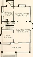An illustration from The plan book of American dwellings : being a compilation of original home designs, showing actual photographic exteriors and floor plans of moderately priced bungalows, cottages, residences (1914)