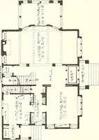 An illustration from The plan book of American dwellings : being a compilation of original home designs, showing actual photographic exteriors and floor plans of moderately priced bungalows, cottages, residences (1914)