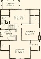 An illustration from The plan book of American dwellings : being a compilation of original home designs, showing actual photographic exteriors and floor plans of moderately priced bungalows, cottages, residences (1914)