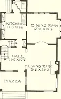 An illustration from The plan book of American dwellings : being a compilation of original home designs, showing actual photographic exteriors and floor plans of moderately priced bungalows, cottages, residences (1914)