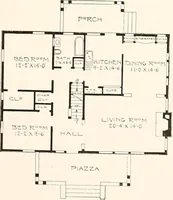 An illustration from The plan book of American dwellings : being a compilation of original home designs, showing actual photographic exteriors and floor plans of moderately priced bungalows, cottages, residences (1914)