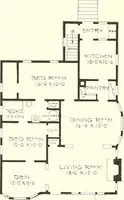 An illustration from The plan book of American dwellings : being a compilation of original home designs, showing actual photographic exteriors and floor plans of moderately priced bungalows, cottages, residences (1914)