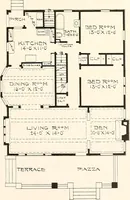 An illustration from The plan book of American dwellings : being a compilation of original home designs, showing actual photographic exteriors and floor plans of moderately priced bungalows, cottages, residences (1914)