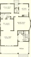 An illustration from The plan book of American dwellings : being a compilation of original home designs, showing actual photographic exteriors and floor plans of moderately priced bungalows, cottages, residences (1914)