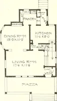 An illustration from The plan book of American dwellings : being a compilation of original home designs, showing actual photographic exteriors and floor plans of moderately priced bungalows, cottages, residences (1914)