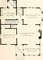 An illustration from The plan book of American dwellings : being a compilation of original home designs, showing actual photographic exteriors and floor plans of moderately priced bungalows, cottages, residences (1914)