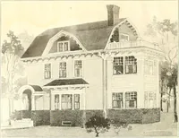 An illustration from The plan book of American dwellings : being a compilation of original home designs, showing actual photographic exteriors and floor plans of moderately priced bungalows, cottages, residences (1914)