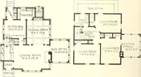 An illustration from The plan book of American dwellings : being a compilation of original home designs, showing actual photographic exteriors and floor plans of moderately priced bungalows, cottages, residences (1914)
