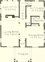An illustration from The plan book of American dwellings : being a compilation of original home designs, showing actual photographic exteriors and floor plans of moderately priced bungalows, cottages, residences (1914)