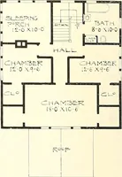 An illustration from The plan book of American dwellings : being a compilation of original home designs, showing actual photographic exteriors and floor plans of moderately priced bungalows, cottages, residences (1914)
