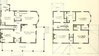 An illustration from The plan book of American dwellings : being a compilation of original home designs, showing actual photographic exteriors and floor plans of moderately priced bungalows, cottages, residences (1914)