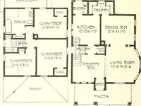 An illustration from The plan book of American dwellings : being a compilation of original home designs, showing actual photographic exteriors and floor plans of moderately priced bungalows, cottages, residences (1914)