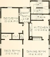 An illustration from The plan book of American dwellings : being a compilation of original home designs, showing actual photographic exteriors and floor plans of moderately priced bungalows, cottages, residences (1914)