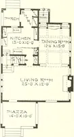 An illustration from The plan book of American dwellings : being a compilation of original home designs, showing actual photographic exteriors and floor plans of moderately priced bungalows, cottages, residences (1914)