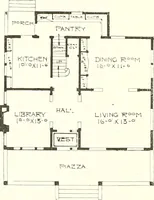 An illustration from The plan book of American dwellings : being a compilation of original home designs, showing actual photographic exteriors and floor plans of moderately priced bungalows, cottages, residences (1914)