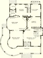 An illustration from The plan book of American dwellings : being a compilation of original home designs, showing actual photographic exteriors and floor plans of moderately priced bungalows, cottages, residences (1914)