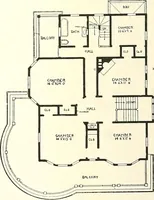 An illustration from The plan book of American dwellings : being a compilation of original home designs, showing actual photographic exteriors and floor plans of moderately priced bungalows, cottages, residences (1914)