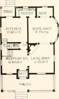 An illustration from The plan book of American dwellings : being a compilation of original home designs, showing actual photographic exteriors and floor plans of moderately priced bungalows, cottages, residences (1914)