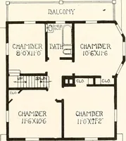 An illustration from The plan book of American dwellings : being a compilation of original home designs, showing actual photographic exteriors and floor plans of moderately priced bungalows, cottages, residences (1914)