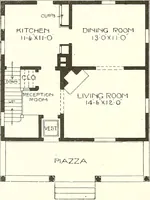 An illustration from The plan book of American dwellings : being a compilation of original home designs, showing actual photographic exteriors and floor plans of moderately priced bungalows, cottages, residences (1914)