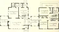 An illustration from The plan book of American dwellings : being a compilation of original home designs, showing actual photographic exteriors and floor plans of moderately priced bungalows, cottages, residences (1914)
