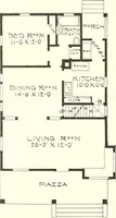 An illustration from The plan book of American dwellings : being a compilation of original home designs, showing actual photographic exteriors and floor plans of moderately priced bungalows, cottages, residences (1914)