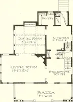 An illustration from The plan book of American dwellings : being a compilation of original home designs, showing actual photographic exteriors and floor plans of moderately priced bungalows, cottages, residences (1914)