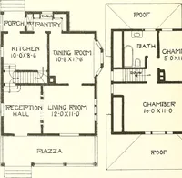 An illustration from The plan book of American dwellings : being a compilation of original home designs, showing actual photographic exteriors and floor plans of moderately priced bungalows, cottages, residences (1914)