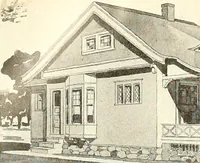 An illustration from The plan book of American dwellings : being a compilation of original home designs, showing actual photographic exteriors and floor plans of moderately priced bungalows, cottages, residences (1914)