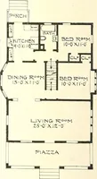 An illustration from The plan book of American dwellings : being a compilation of original home designs, showing actual photographic exteriors and floor plans of moderately priced bungalows, cottages, residences (1914)