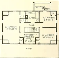 An illustration from The plan book of American dwellings : being a compilation of original home designs, showing actual photographic exteriors and floor plans of moderately priced bungalows, cottages, residences (1914)