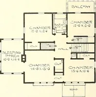 An illustration from The plan book of American dwellings : being a compilation of original home designs, showing actual photographic exteriors and floor plans of moderately priced bungalows, cottages, residences (1914)