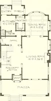 An illustration from The plan book of American dwellings : being a compilation of original home designs, showing actual photographic exteriors and floor plans of moderately priced bungalows, cottages, residences (1914)