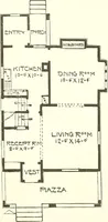 An illustration from The plan book of American dwellings : being a compilation of original home designs, showing actual photographic exteriors and floor plans of moderately priced bungalows, cottages, residences (1914)