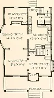An illustration from The plan book of American dwellings : being a compilation of original home designs, showing actual photographic exteriors and floor plans of moderately priced bungalows, cottages, residences (1914)