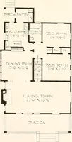 An illustration from The plan book of American dwellings : being a compilation of original home designs, showing actual photographic exteriors and floor plans of moderately priced bungalows, cottages, residences (1914)