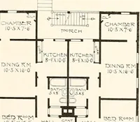 An illustration from The plan book of American dwellings : being a compilation of original home designs, showing actual photographic exteriors and floor plans of moderately priced bungalows, cottages, residences (1914)
