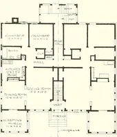 An illustration from The plan book of American dwellings : being a compilation of original home designs, showing actual photographic exteriors and floor plans of moderately priced bungalows, cottages, residences (1914)